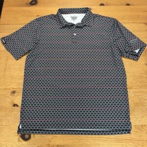 STRAIGHT DOWN Size XL Mens Wine Glass Print Performance Polo Shirt Black Golf